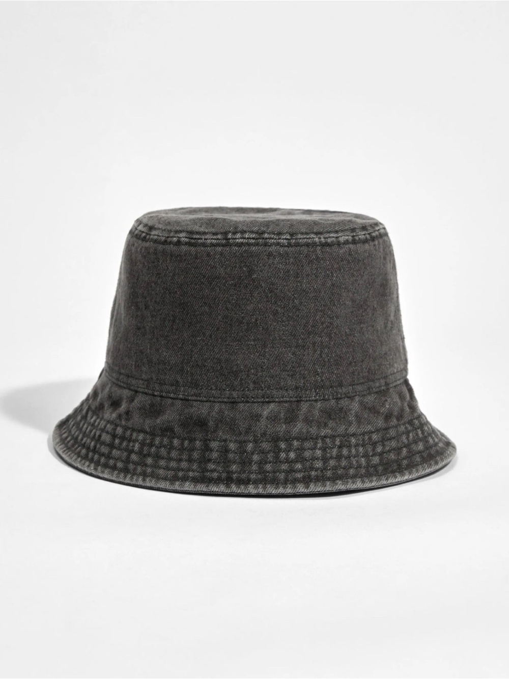 & Other Stories Washed Charcoal Black Denim Bucket Hat, XS/S, chin strap